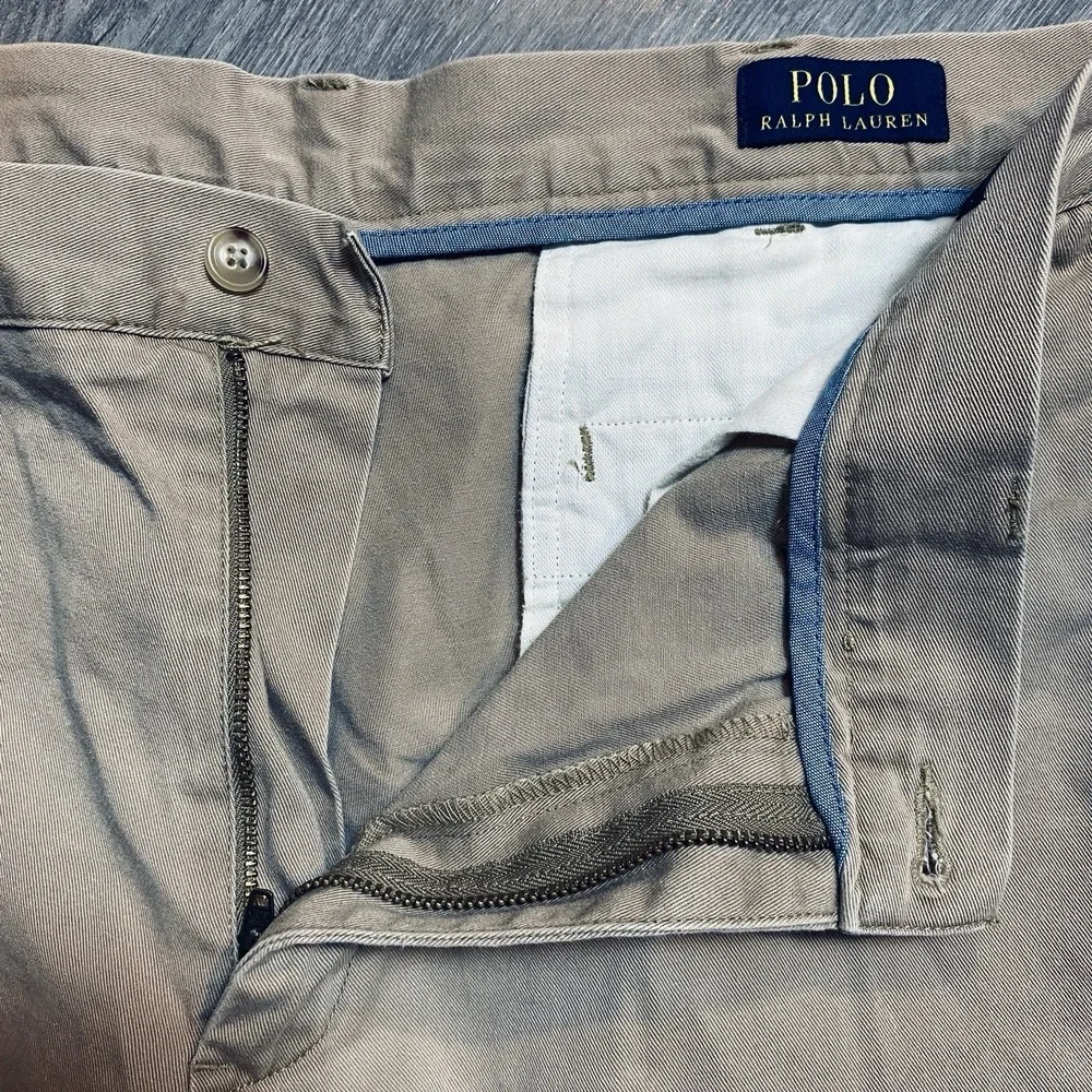 Polo Ralph Lauren Mens Khaki Chino Shorts Tan Cotton Size 36 Flat Front Classic